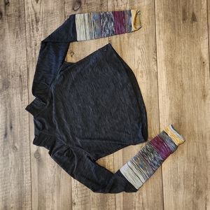 Prana crop sweatshirt sweater thumb gray yellow purple yoga lounge heather